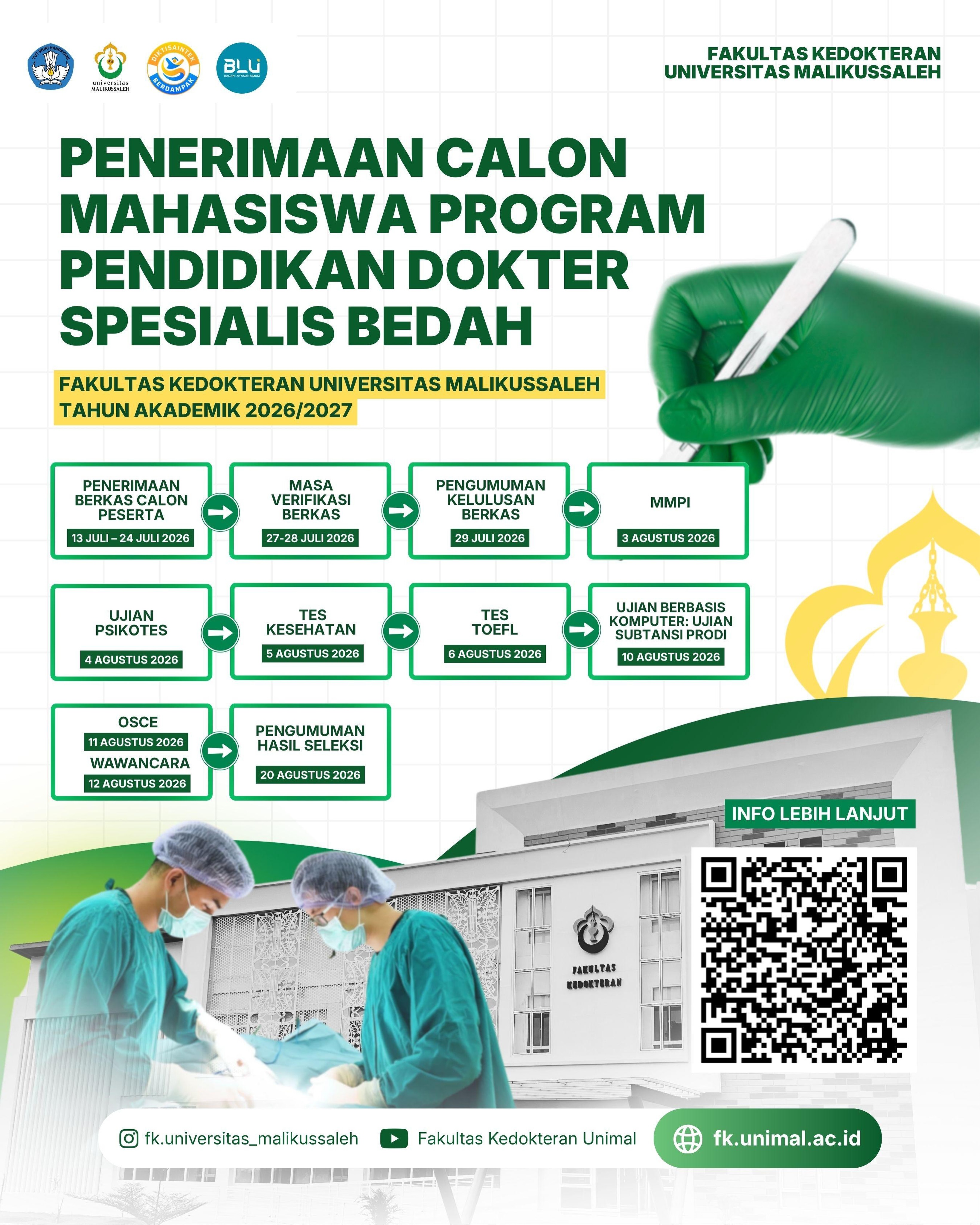 PENERIMAAN CALON MAHASISWA PROGRAM PENDIDIKAN DOKTER SPESIALIS BEDAH